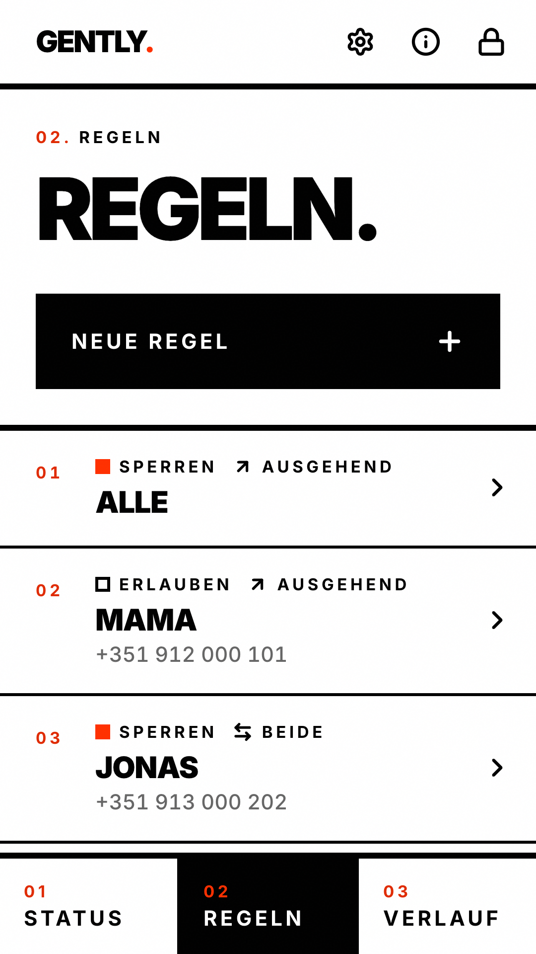 Liste der Regeln
