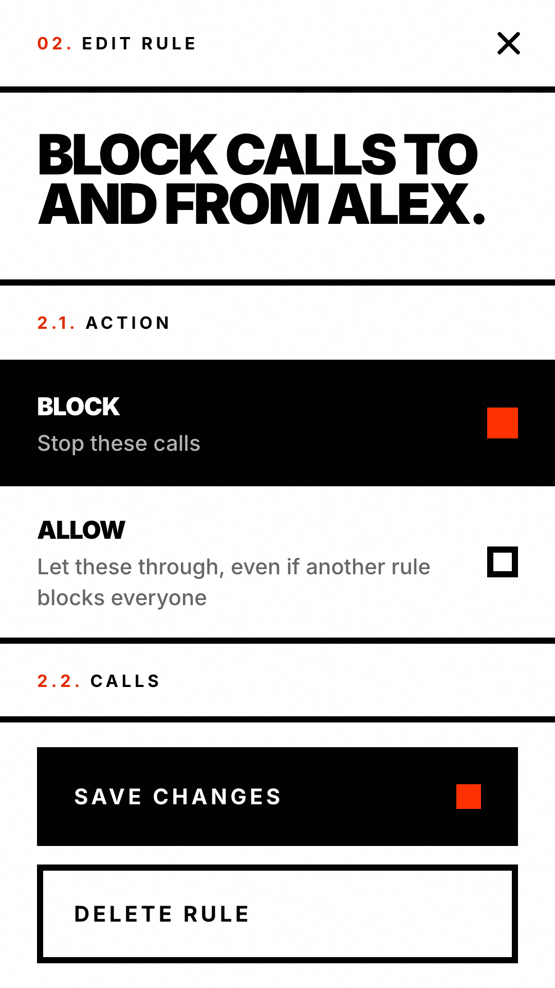 Editing a rule