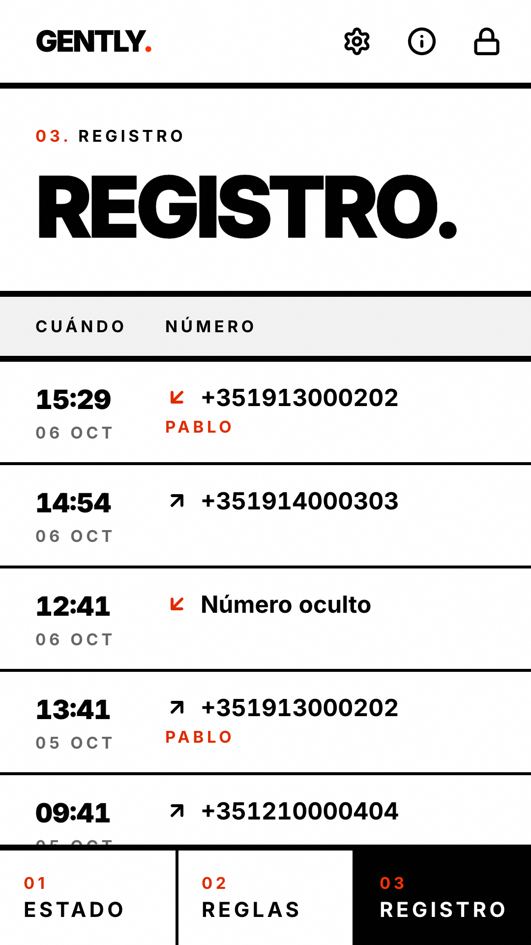 Registro de llamadas bloqueadas
