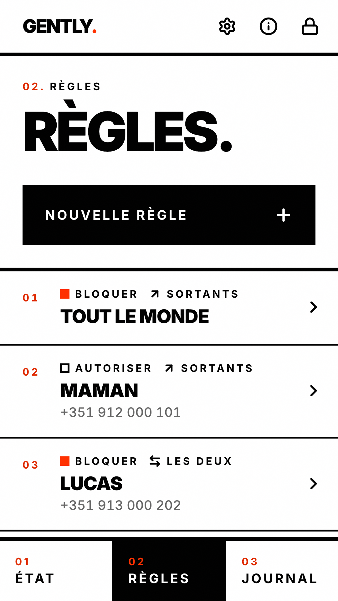 Liste des règles