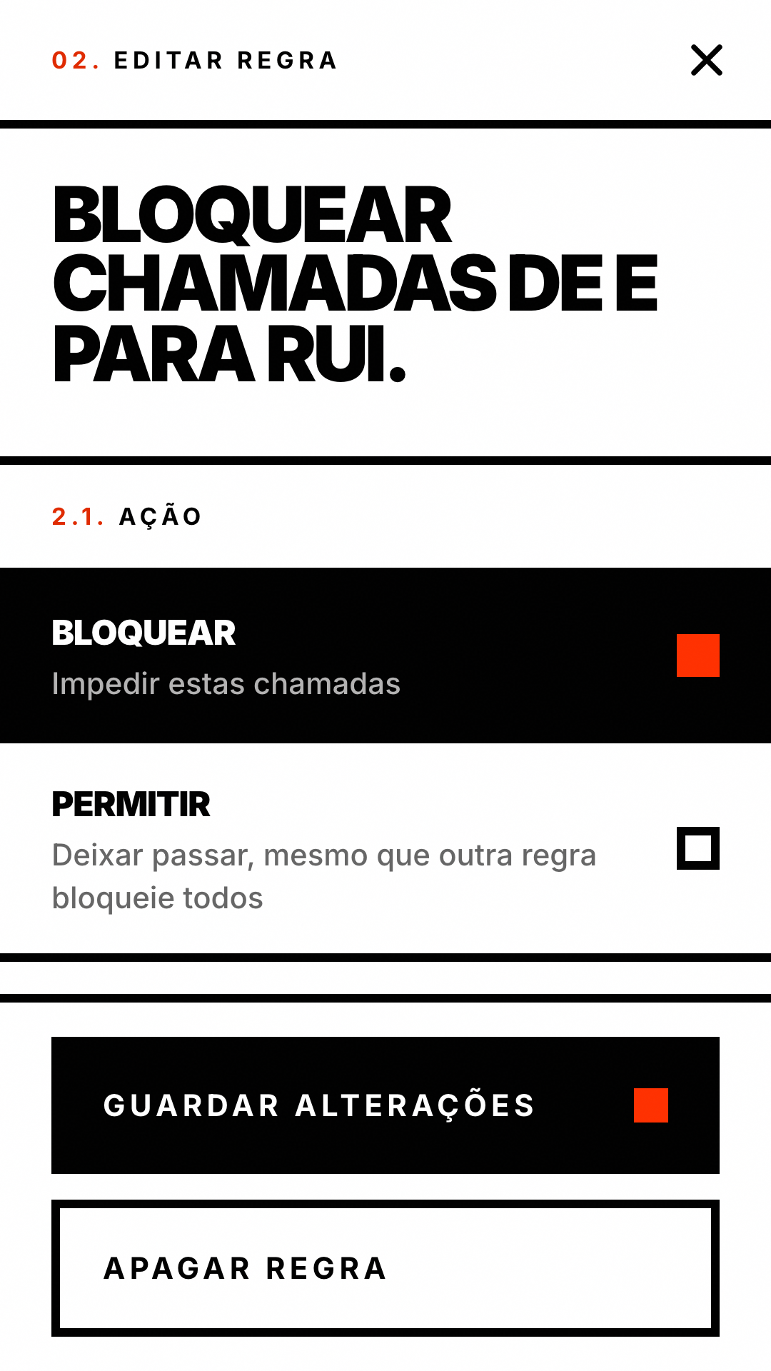 Editar uma regra